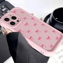 Bow-Knot 1 Pc Full Transparent TPU Phone Case With Cute Pink Bow Graphic Pattern Compatible With IPhone 11 12 13 14 15 16 Pro Max, XR, 7/8 Plus, Series Waterproof Shockproof Anti-Fall Scratch Resistant - Multicolor - View 3