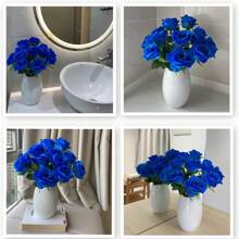 50 PIEZAS de Rosas Artificiales, Rosas Azul Oscuro Artificiales, Flores Falsas para Decoración DIY de Bodas, Centros de Mesa, Decoraciones, Fiesta de Despedida de Soltera, Día de San Valentín, Decoraciones para Baby Shower