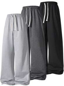 Pantaloni de trening casual pentru bărbați - versatili cu picioare late, țesătură tricotată, lavabili la mașină - potriviți pentru activitățile de zi cu zi și în aer liber