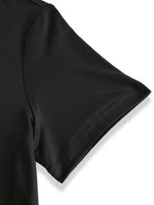 大码女式休闲“我很好”和“美丽破碎”字母印花圆领短袖T恤，黑色，可机洗，日常T恤 | 图案T恤 | 舒适穿着，夏季女式T恤 - 黑色 - 查看 7