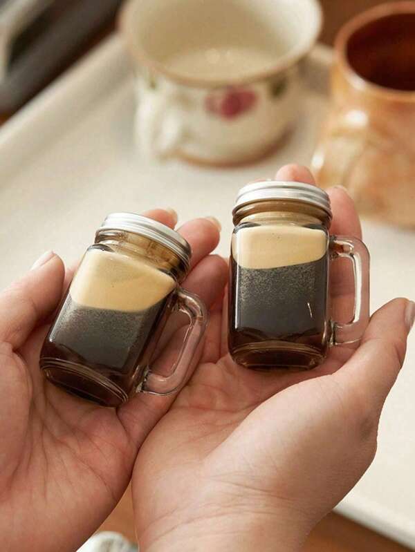 2-6 piezas Mini tazas espresso, recipientes portátiles para café, botellas de café en miniatura, botellas de vidrio para leche, mini tarros herméticos, 40ml Vuelta al cole