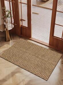 1pc Raw Linen Textured Visual Effect, Lightweight Anti-Slip Doormat, Bathroom Mat, Indoor Entryway Rug, Bathroom Bedroom Mat, Outdoor Carpet, Dirt-Resistant Easy Care, Machine Washable & Ironing, Home Decor Gift