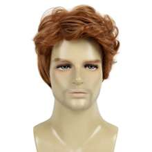 Herren Perücken, kurze rote orange Perücke, synthetisch, hitzebeständig, natürliche geschichtete Haare für Teenager, für Halloween Kostüm Cosplay tägliche Party REEWES Perücke 12 Zoll/30 cm