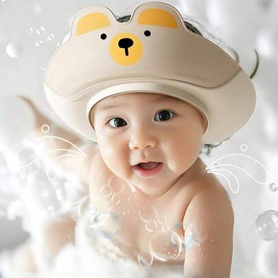 قطعة واحدة من غطاء الاستحمام للأطفال من البولي بروبلين وحشية بلاستيكية باشكال دبادب كرتونية ، 3 طبقات مضادة للماء وسهل الارتداء دون إزعاج للجلد والحجم قابل للتعديل