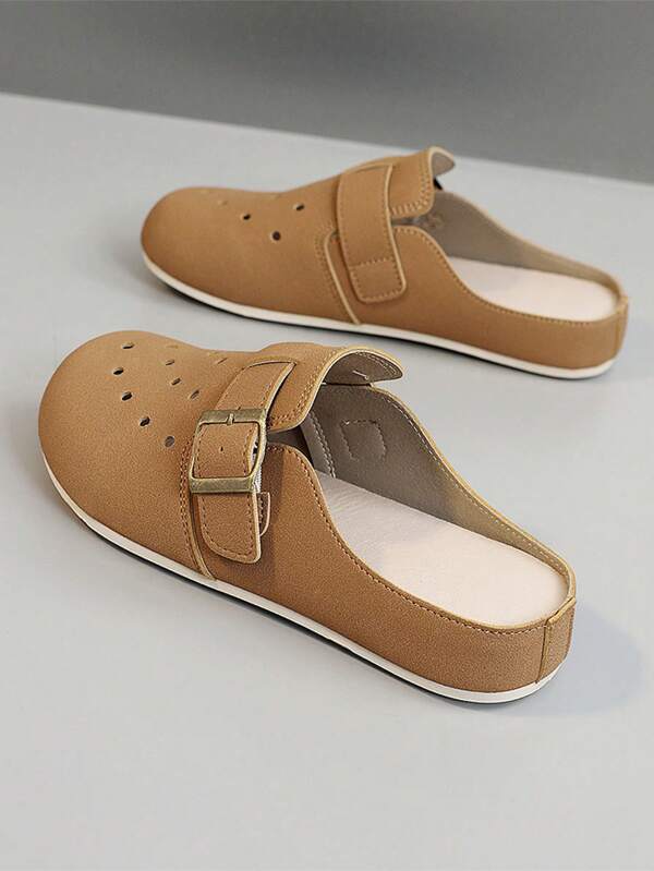 Summer New Hot Women's Flat Shoes, Linen Style Perforated Upper, Mary Jane Casual Shoes, Lolita Cute Flat Casual Shoes, Light And Breathable, Slip-On Hook And Loop Sandals, Casual Shoes, Fashion And Versatile