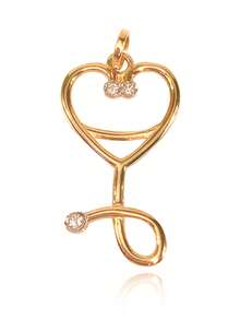 18k Gold 750 Heart Stethoscope Pendant With Zirconia Comes With Case And Certificate - Vàng - Xem 1