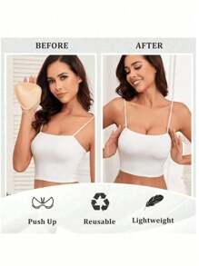 1 Pair Ultra Boost Inserts Double-Sided Adhesive Pads Sticky Bikini Padding Inserts For Sports Bra Swimsuit Beige