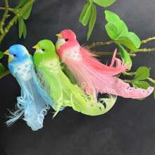 1pc Simulation Long Tailed Bird With Feathers, Simulation Feather Curly Bird, Used For Home, Garden, And Holiday Decoration