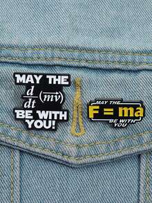 2pcs Creative Physics Formula F=MA Enamel Pins Inspiration For Science Fiction Movies Brooches Jacket Lapel Badge Jewelry Accessories - Multicolor - View 1