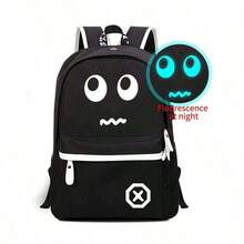 Minimalist, Lightweight Pattern Reflective Glow-In-The-Dark Backpack & Shoulder Bag, Adjustable Strap, Water-Resistant, Large Capacity, Casual, Suitable For School, College, University, Men (All Strap Prints Are Random) Prom School Backpack - Black - View 4