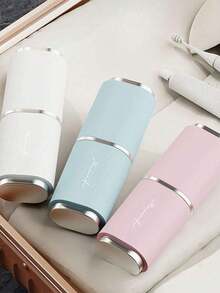 二合一旅行洗漱杯，带盖旅行漱口杯，牙刷杯，牙科储水罐，牙科收纳套装，便携式旅行牙刷收纳盒，牙刷架盒，漱口杯，多功能旅行牙刷收纳盒，漱口水牙刷架收纳盒，牙膏盒，便捷旅行必备品