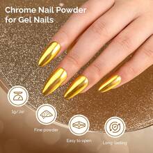 2 Jars Chrome Nail Powder Accessories Y2K Aesthetic Metallic Mirror Effect Holographic Aurora Chameleon Chrome Powder For Nail Art Gel Polish, Nail Supplies For Nails Glitter Powder Cheap - 銀與金 - 查看 3