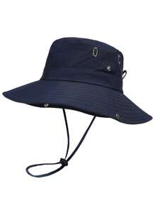 1pc Men/Women Quick Drying Solid Color Fishing Hat, Wide Brim Casual Outdoor Sun Hat, Polyester Material