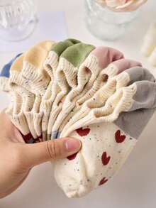 5双装糖果色女袜 爱情卡通童话可爱中筒袜 隐形袜 四季适用 颜色随机 - 彩色 - 查看 9