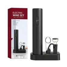 Electric Wine Bottle Opener, Ideal For Parties And Wine Lovers - Kitchen Accessories Gift, Easy Wine Opener And Storage, Battery Operated (Batteries Not Included). Available In Set And Single Unit, Set Includes Opener, Foil Cutter, And Storage Base.