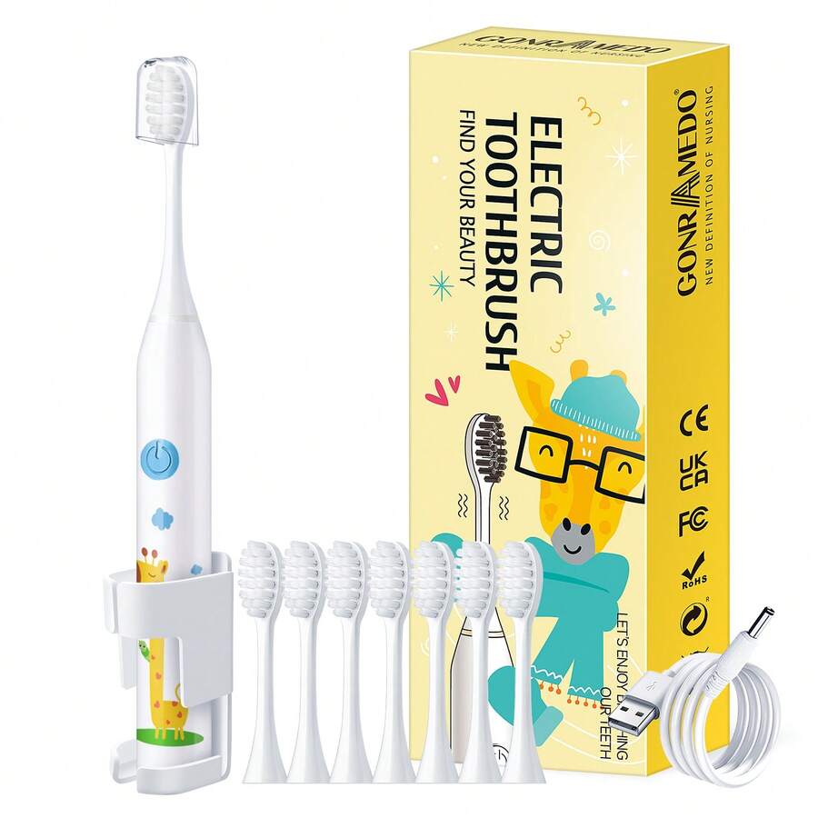 1PC Power Electric Toothbrush With 4 Replaceable Toothbrush Heads, A Wall-Mounted Bracket And A Dust Cover, USB Charging, 5-Gear Switching Mode. Personal Care Appliances For Men And Women Oral Hygiene, Brightening Teeth, Soft Wool For Sensitive Teeth Oral Care Appliances - 白色 - 查看 1