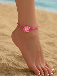 1 件波西米亚风格串珠花朵脚链，适合日常穿着和海滩度假