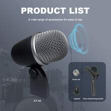 LexiNova Microphone Wired Dynamic Drum Mic Kit- Kick Bass, Tom/Snare & Cymbals For The Full Performance Of Drum Instruments And Recording Applications - Black - View 3