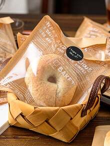 50pcs Bundle Brown Paper Bags For Baking Bread, Breakfast Loaf, Sliced Toast Packaging, Transparent For Sandwich, Pineapple And European-Style Bread, Biscuit Self-Sealing Bag, Food Packaging Bag, Packaging Bag - Multicolor - View 5