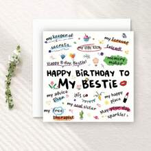 1PC Funny Bestie Birthday Card, Perfect Gift Cards For Best Friends And Sisters Greeting Card, Gift Card For Ladies' Birthday Parties, With Envelope