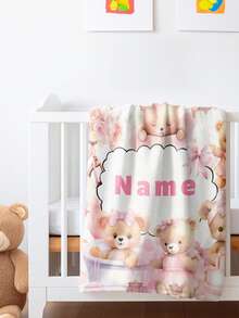 1pc Custom Personalized Color Name Throw Blanket, With Princess Bear Blanket For Girl Boy Great Holiday Gift For Daughter,Son,Classmates, Friends,Super Soft Warm Gorgeous Cozy, For All Seasons, For Him Her,Dad,Family,Friends,Suitable For Indoor, Camping, Air-Conditioned Room, Sofa, Living Room,Bedroom,Home,Halloween, Ideal Gift For Children's Day, Christmas, Birthday - Multicolor - View 6