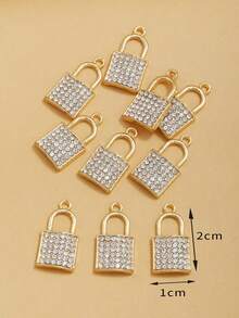 RINTOLER 10pcs DIY Fashion Gold Color Rhinestone Clasp Pendant Necklace Bracelet Parts - ZJ4820-10 Gold Locks - View 3