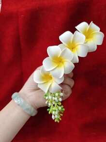 1 Pezzo Pettine per capelli da donna con fiore 3D realistico, accessorio romantico per acconciature da spiaggia/viaggio, stile ragazza dolce, adatto per uso quotidiano, accessori per capelli, matrimonio, acconciatura da sposa, pettine laterale