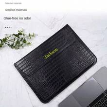 Customized Initial Letters Crocodile Pattern PU Leather Men Laptop Sleeve Bag Compatible With MacBook Air 13 Case 13.3 15.4 Pro Retina Personalized Women Sleeve Envelope PU Leather Laptop Sleeve Pouch Notebook Stand Cover Shell Laptop Bag Unisex