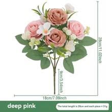 1 Stück künstliche Blumenbestickung, Seidenrosen Strauß, elegant und realistisch, Arrangement aus Seidenblumen für Innenräume, Vase für Esszimmertisch, Brautstrauß, Hochzeitsdekoration, Frühlingsdekoration, Klassenzimmerdekoration, Hochzeitsbogen, Blumenwand, Handblume, Kopfschmuck Kranz, Vase Dekoration