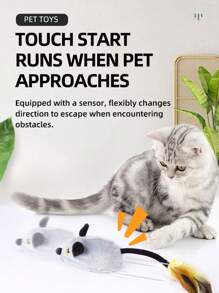 Juguetes interactivos para gatos, ratón falso en movimiento para perros con sensor automático, juguete de ratón para gatos con sonido realista y cola extendida, juguetes automáticos para gatos, juguete de ratón recargable con mando a distancia y sonido chillón