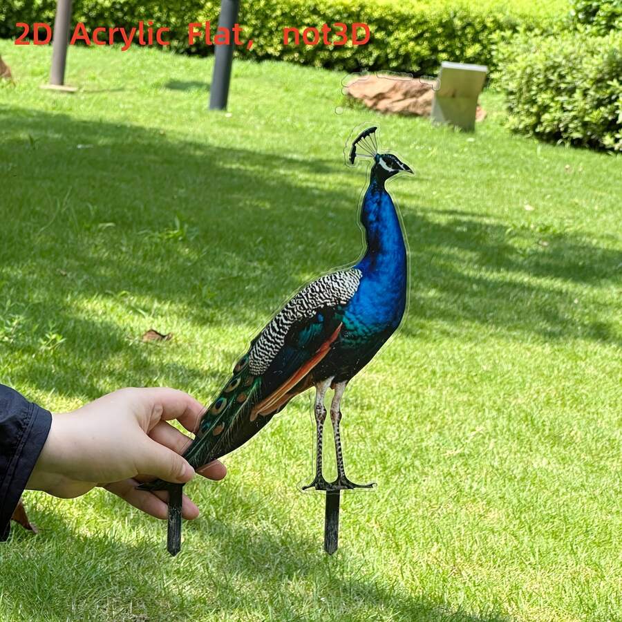 1pc 2D Flat Printing Acrylic Peacock Garden Yard Stake - Suitable For Thanksgiving, Wedding, Anniversary, Mother's Day, Outdoor Garden Decor, Wind & Rain Resistant Art Piece, Suitable For Holiday, Party, Porch Yard Sign And Planter, Farmhouse, Lawn Patio Outdoor Decor - Peacock - View 1