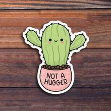 3 英寸“Not A Hugger 仙人掌贴纸 - 非常适合笔记本电脑、水瓶、日记本和个人空间 | 非常适合植物爱好者、幽默爱好者、内向者和讽刺爱好者 | 送给朋友、家人和同事的理想礼物 | 有趣的贴纸，适合多肉植物主题装饰、个人界限和沙漠氛围” - 3吋/7.62厘米 - 查看 1