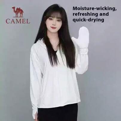 CAMEL CROWN Women's Sun Protection Clothing, Cold White Leather Outdoor Sun Protection Spring And Summer Ice Sports Anti-Ultraviolet Sun Protection Clothing