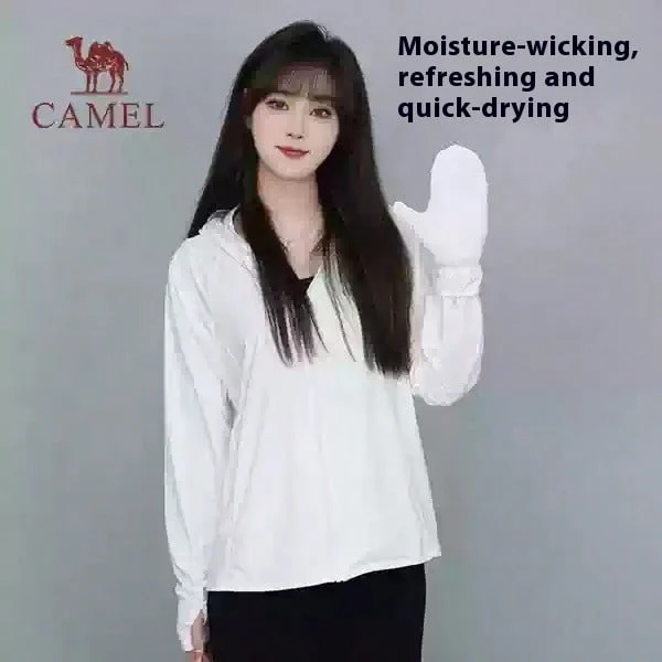 CAMEL CROWN Women's Sun Protection Clothing, Cold White Leather Outdoor Sun Protection Spring And Summer Ice Sports Anti-Ultraviolet Sun Protection Clothing - White Cobblestone - View 1
