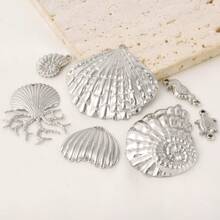 5pcs Ocean Themed Pendants - Seahorse, Shell, Conch, Turtle Charms, Beach Style DIY Necklace, Bracelet, Earring, Anklet Jewelry Making Supplies, Wholesale, PVD 18k Gold Plated