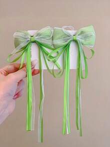 2pcs Teen Chinese Style Bow Ribbon Hair Clips, Hair Accessories - Bow - View 12