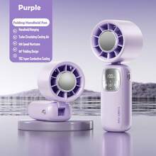 Quạt cầm tay gấp gọn 100 tốc độ mới năm 2025 - Quạt cầm tay nhỏ tốc độ cao Turbo, Công suất gió siêu mạnh, Làm mát bằng chất bán dẫn, Tuổi thọ pin dài 4000mAh, Sạc USB di động, Thích hợp cho du lịch, đọc sách, văn phòng và sử dụng ngoài trời, Sản phẩm tuyệt vời nhất trong mùa hè - Màu tím - Xem 2