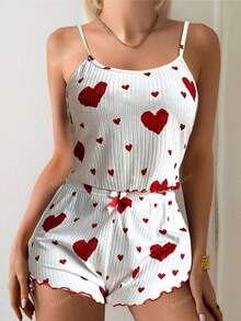 Conjuntos de pijama para mujer: ropa de casa ligera y transpirable, una prenda imprescindible para el ocio doméstico en verano. - Rojo - Ver 1