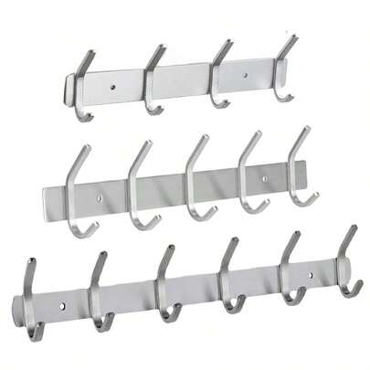 MiLaiWP Stainless Steel Coat Rack Wall Mounted Coat Hooks, Heavy Duty Clothes Hanger Rack, Extra Large Capacity Wall Mounted Hooks, Drill/Adhesive Dual Use Wall Coat Rack, 4/5/6 Tier Hooks Hanger Rack