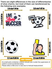 21pcs Soccer & Digit Themed Shoe Charms Suitable For Decorating Slippers, Pen Cases, Backpacks And Party Gifts