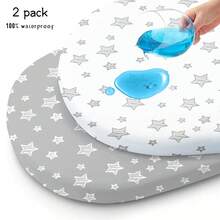 2 包防水婴儿床单，适用于 Halo 婴儿床旋转床，通用床单适用于矩形、椭圆形婴儿床床垫，可灵活适用于不同的摇篮和婴儿床床垫