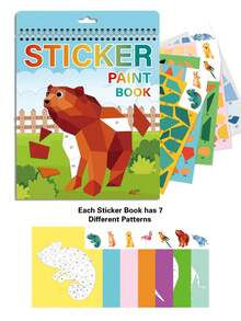 Mosaic Puzzle Sticker Book, Cartoon Stickers For Children Quiet Focused DIY, Spiral Notebook - Blue Ocean - View 4