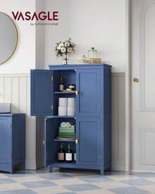 Bathroom Floor Storage Cabinet, Bathroom Storage Unit, Freestanding Cabinet With 4 Doors, Adjustable Shelves, 11.8 X 23.6 X 43.3 Inches - Màu xanh lam - Xem 2