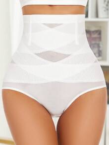女士高腰超紧身腰带塑身内裤 - 白色 - 查看 2