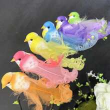 1pc Simulation Long Tailed Bird With Feathers, Simulation Feather Curly Bird, Used For Home, Garden, And Holiday Decoration