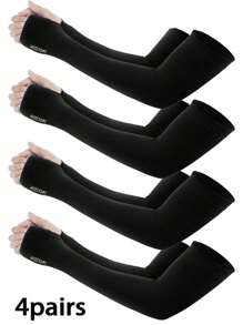 1/2/3/4 Pairs Ladies UV Protection Arm Sleeves, Cooling Compression Tattoo Cap Sleeve For Work, Cycling, Fishing, Halloween, Winter, Casual Plain Colors