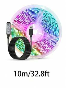 1 个 RGB LED 灯带，USB 5V 供电，3 键控制器，适用于家庭装饰派对节日照明客厅卧室电视背景氛围灯 - 多色 - 查看 19
