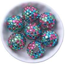 Fashion 18x20mm 10/20pcs Pack Mix Colorful Custom Confetti Color Resin Rhinestone Ball Beads For DIY Beadable Pen Keychain Chunky Bubblegum Necklace Bracelet Jewelry Making