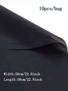 10 piezas de Papel de envolver flores de 58*58 cm, papel negro mate impermeable de plástico para el embalaje de rosas - Negro - Ver 6