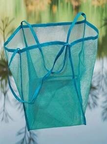1pc Spacious Beach Bag, Lightweight Transparent Women Tote Bag, Mesh One Shoulder Crossbody Bag, Fashion Versatile Shopping Bag